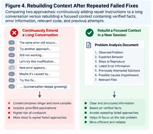 Figure 4: Rebuilding Context After Repeated Failed Fixes
